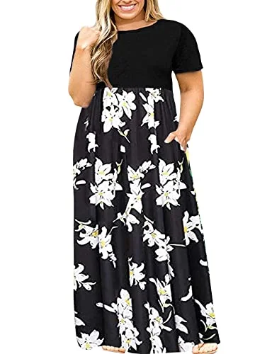 Round Neck Maxi Dress, Patchwork White