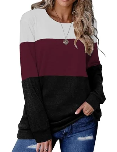 Long-Sleeve Tunic Top, White Burgundy