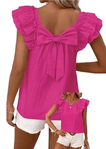 Crew Neck Blouse, Hot Pink
