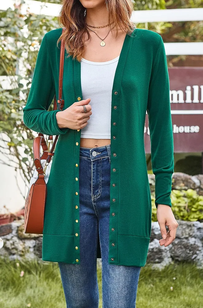 Long-Sleeve Cardigan III, Dark Green