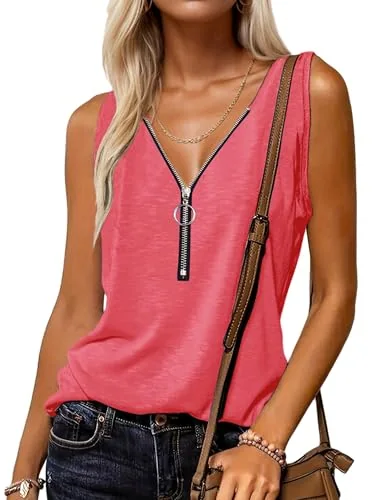 Sleeveless Tank Top, Watermelon Red