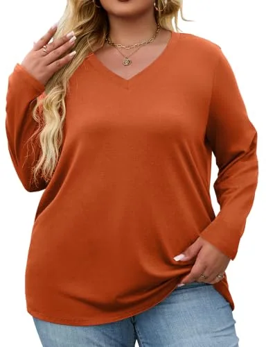 Long-Sleeve Tunic Top IV, Burnt Orange