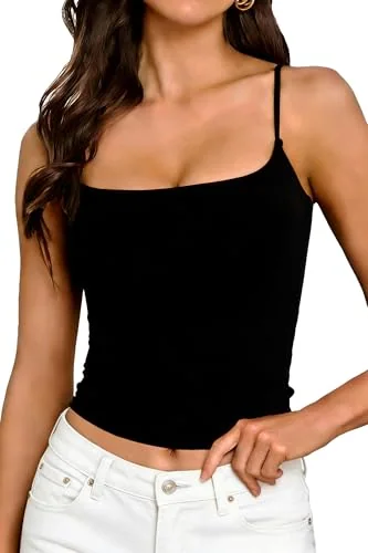 Sleeveless Square Neck Tank Top, Black