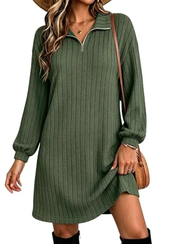 Long-Sleeve Dress, Army Green