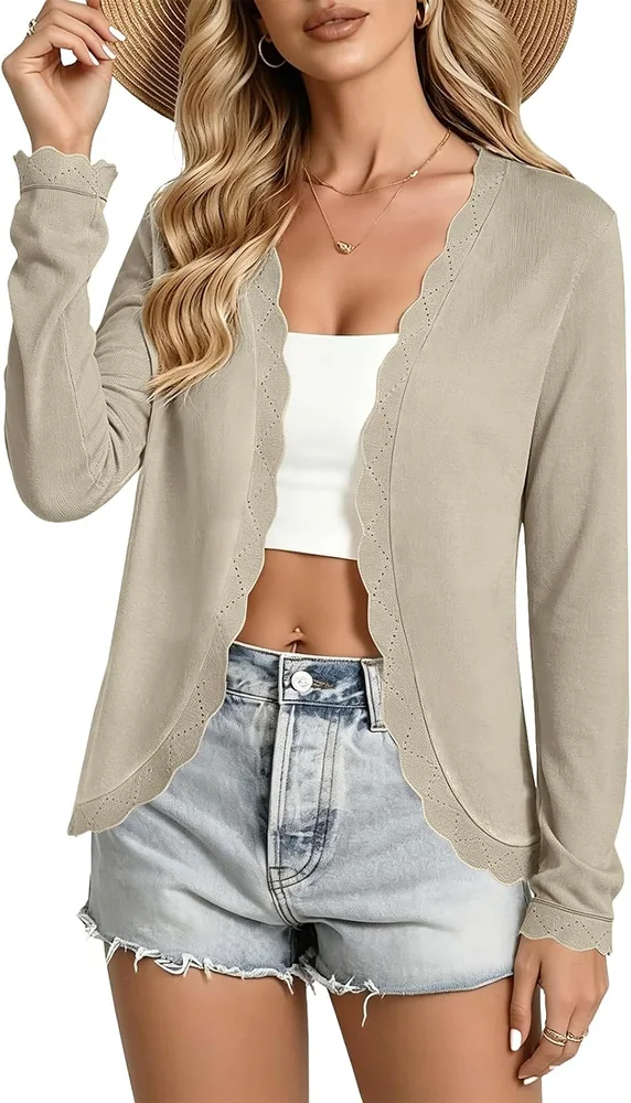 V-Neck Cardigan, Khaki
